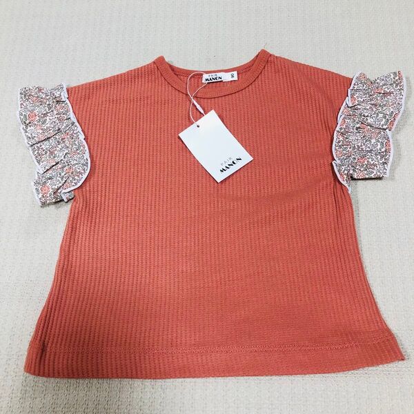 90cm ペアマノン女の子袖フリルTシャツ 新品