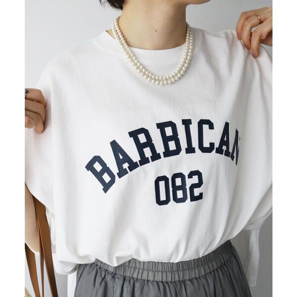 新品未使用 シルケット風天竺ビックシルエットカレッジロゴTシャツ