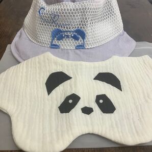 新品未使用◎ベビー帽子&パンダスタイ よだれ掛け 耳付き帽子