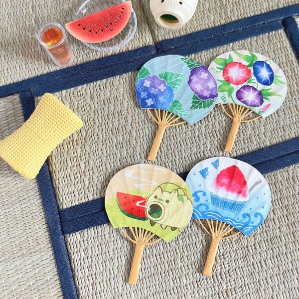 ハンドメイド☆ミニチュア 夏の団扇 小さいサイズ