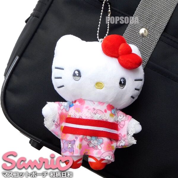 ハローキティ ぬいぐるみ 着物 和柄 キーホルダー ストラップ キティちゃん マスコット サンリオ マスコットポーチ 人形 新品