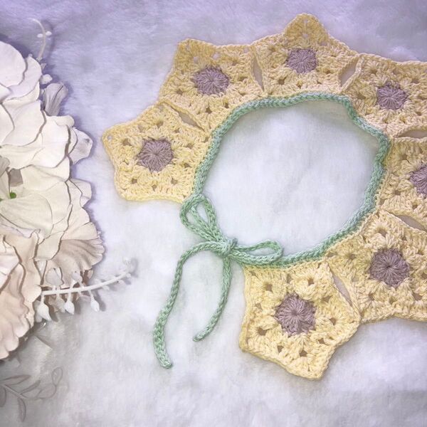 つけ襟☆おほしさまモチーフ 向日葵 ハンドメイド かぎ針編み 赤ちゃん
