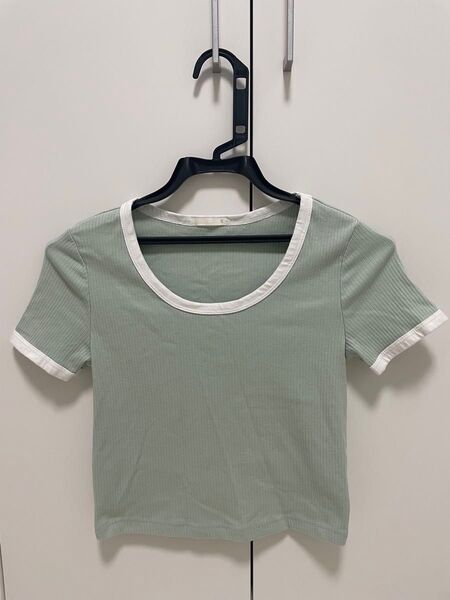 GU Sサイズ 半袖 ミニ丈 Tシャツ ミントグリーン トップス