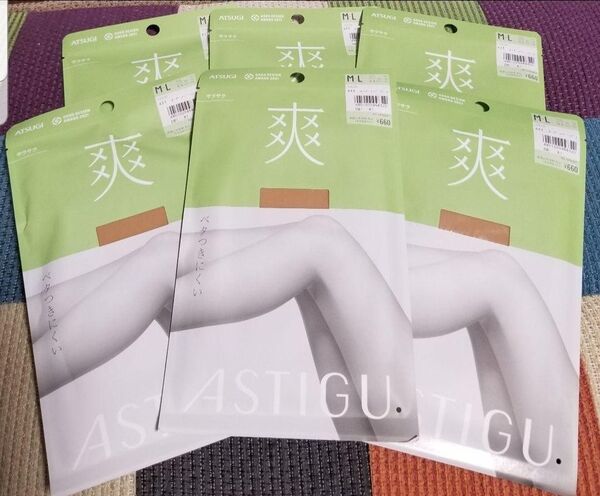 ATUGI アツギ 爽 M-L ストッキング パンスト 6足セット 新品 ベタつきにくくサラサラ 定価3960円 ヌーディベージュ