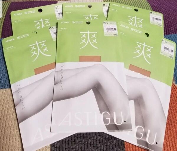 ATUGI アツギ 爽 M-L ストッキング パンスト 6足セット 新品 ベタつきにくくサラサラ 定価3960円 ベビーベージュ