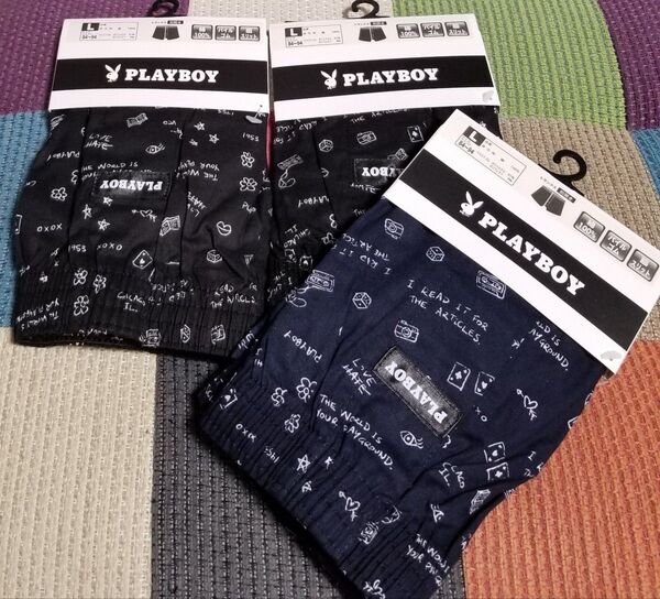 PLAYBOY プレイボーイ Lサイズ 前開き トランクス パンツ 3枚セット 新品未使用品 脇スリット 前開き メンズ 下着