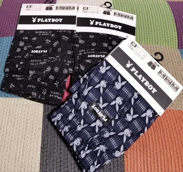 PLAYBOY プレイボーイ Mサイズ 前開き トランクス パンツ 3枚セット 新品未使用品 脇スリット 前開き メンズ 下着