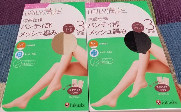 満足 M-L 涼感仕様 UV ストッキング パンスト 6足セット 新品未使用品 福助 抗菌防臭加工 キシリトール加工 フクスケ