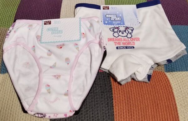 150cm 女の子 ショーツ パンツ 下着 4枚セット 新品未使用品 ショートケーキ 犬 ワンちゃん 猫 ネコ