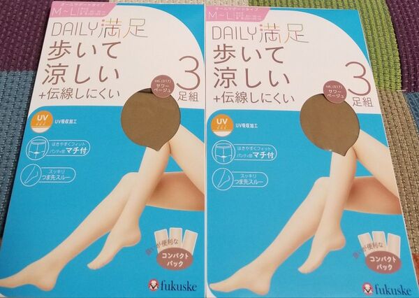 満足 M-L 歩いて涼しい UV ストッキング パンスト 6足セット 新品未使用品 福助 抗菌防臭加工 伝線しにくい フクスケ