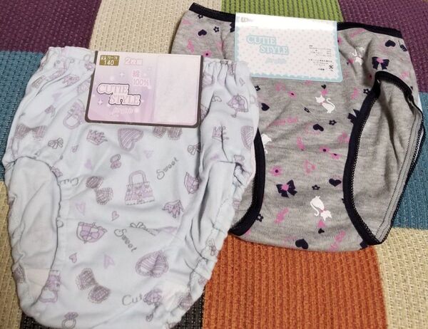 140cm 女の子 ショーツ パンツ 下着 4枚セット 新品未使用品 ユニコーン ネコ リボン