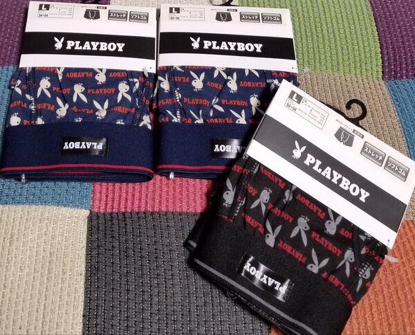 PLAYBOY プレイボーイ Lサイズ 前開き ボクサー パンツ 3枚セット 新品未使用品 ボクサーパンツ 前開き メンズ 下着