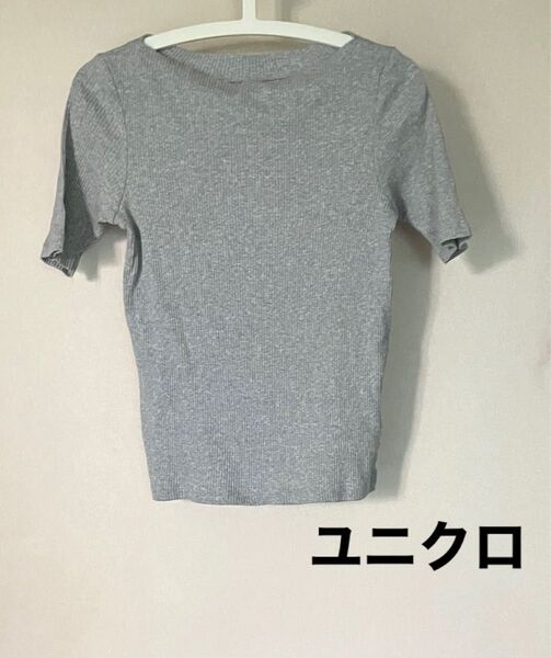 ユニクロトップス 半袖グレー UNIQLOレディース Tシャツ ユニクロカットソー