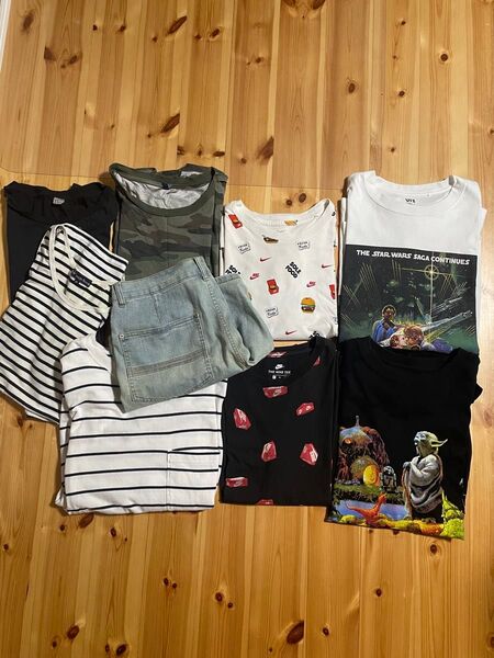 古着セット まとめ売り 9着 nike beams h&m ユニクロ他 Tシャツ 短パン ハーフパンツ ノースリーブ