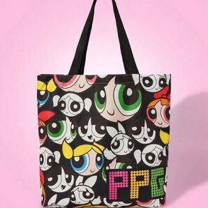 【新品】パワーパフガールズ トートバッグ 総柄 ショルダーバッグ ナイロン生地 手提げ
