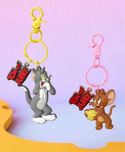 【新品】トムとジェリー キーホルダー 2個セット ラバーキーホルダー Tom&Jerry トムジェリキーホルダー