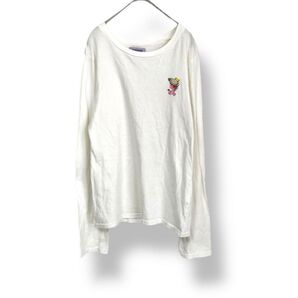 PUNYUS プニュズ ブラウニージャパン ロンT 長袖 カットソー ホワイト 白 ワンポイント刺繍