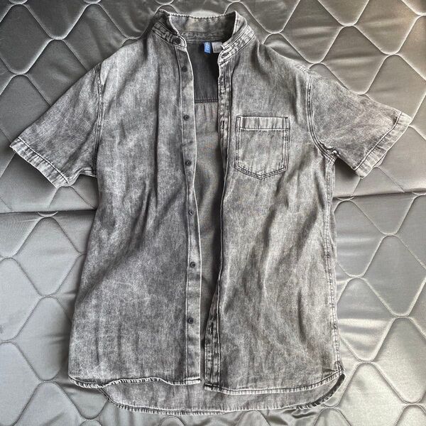 【H&M】ショートスリーブデニムシャツ グレー Sサイズ