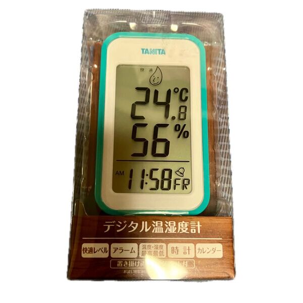 タニタ 温湿度計 温度 湿度 デジタル 壁掛け 時計付き 卓上 マグネット ブルー TT-559 BL