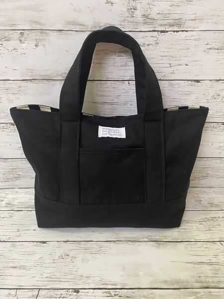 トートバッグ ミニトート お散歩バック ハンドメイド 黒