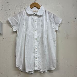 BEAMS BOY ビームスボーイ 丸襟 フリル コットン リネン 半袖 シャツ レディース ブラウス 白 コットン リネン