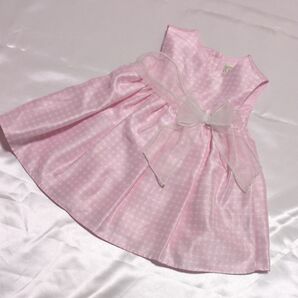 ベビー服 女の子 ドレス ピンク 水玉柄 リボン ドット インポート 12ヶ月 12M