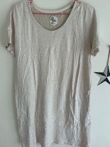 HEART MARKET チュニック丈Tシャツ M ベージュ