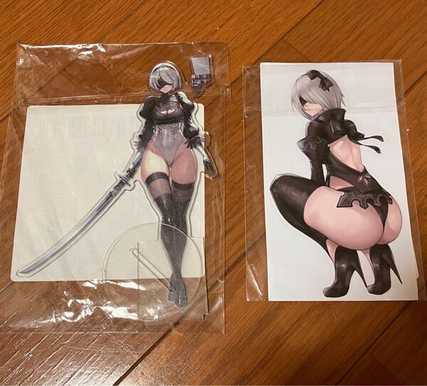 NieR:Automata 2B アクリルスタンド両面印刷 とステッカー 15cm