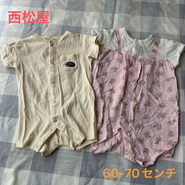 西松屋 ロンパース ベビー服 女の子 カバーオール 60-70センチ