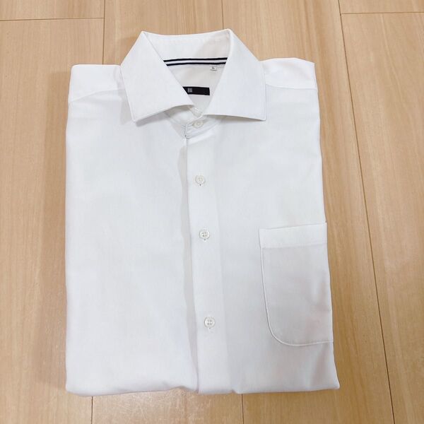 スーツセレクト ワイシャツ 長袖 メンズシャツ L 白 形態安定 ニット
