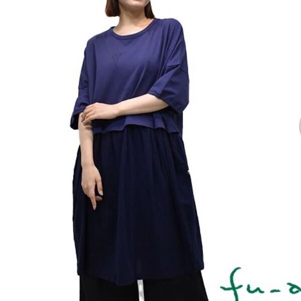 《新品》ドラッグストアーズ fu-ai ウエスト布切替 ゆったりワンピース