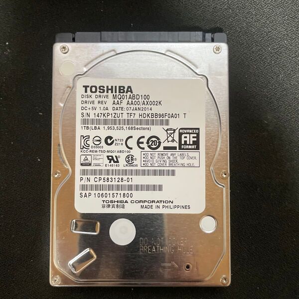 TOSHIBA MQ01ABD100 1TB HDD