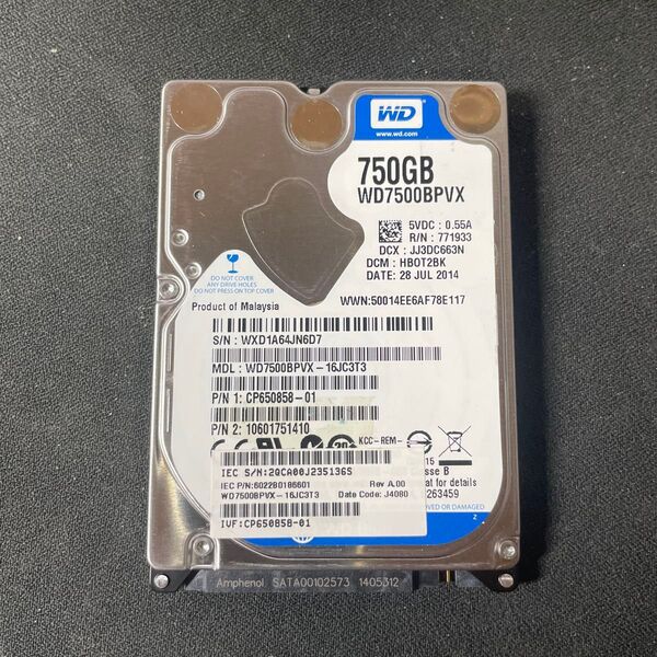 WesternDigital HDD WD7500BPVX 750GB
