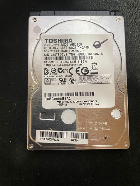 TOSHIBA MQ01ABD100 1TB HDD