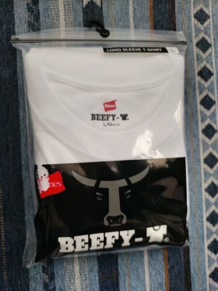 ヘインズ ビーフィーロングスリーブ Tシャツ ホワイト BEEFY-T Hanes クルーネック 長袖