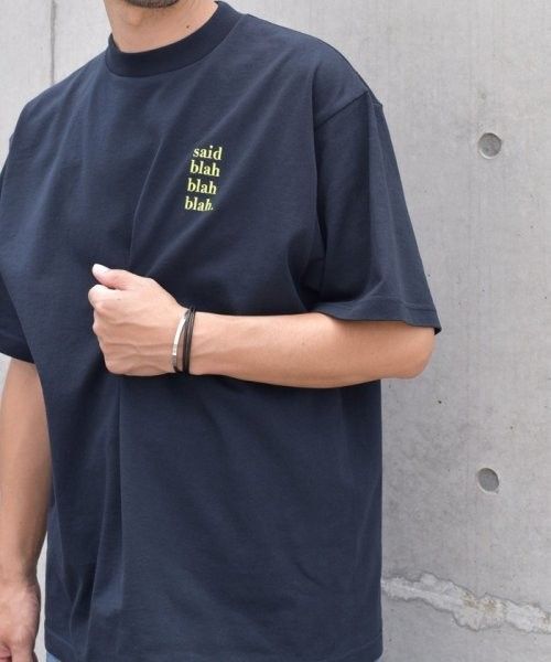SHIPS any: ヘビーウェイト 7.1oz 4ライン ワンポイント ロゴ 刺繍 Tシャツ ネイビー L