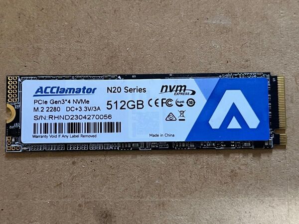 ACClamator N20 Series 512GB NVMe PCIe Gen3x4 M.2 SSD (外付けケース付き)