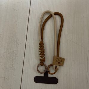 新品未使用 携帯ストラップ ベージュxブラウン