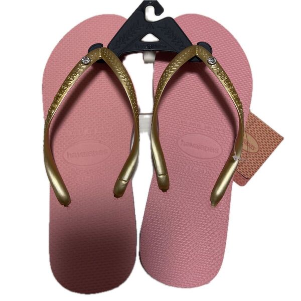 havaianas スタッズ付きビーチサンダル ピンク 37/38 新品
