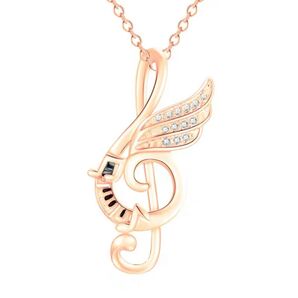 ト音記号 羽ピアノ ペンダント ピンクゴールド