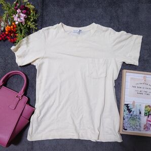 ユニクロ JWANDERSON 半袖 Tシャツ(M)クリーム色 刺繍 ジルサンダー コラボTシャツ シンプル カジュアル インナー