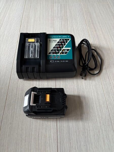 マキタ 14.4v/18v対応 スライド式充電器+BL1860B互換バッテリー 電池残量表示付き