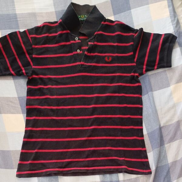 FRED PERRY フレッドペリー ポロシャツ ボーダー柄 黒×赤 M
