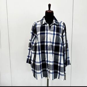 【LL】【未使用】インド綿チェック柄シャツブラウス 2025.7.1まで