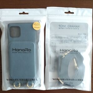 HANARO スマホケース ショルダー付き シャープ AQUOS sense6 sense6s 対応 ブルー