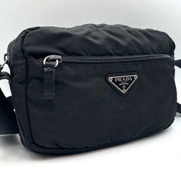 大人気 PRADA プラダ 三角ロゴ ショルダーバッグ 23cm ブラック