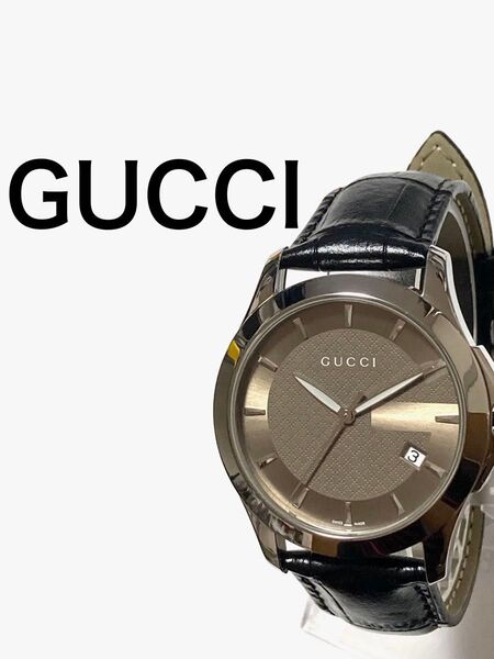超美品 GUCCI グッチ Gタイムレス ブラウン 新品仕上げ済み メンズ腕時計