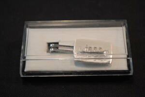  original silver made unused Chrysathemum ship comming off carving necktie pin origin case attaching 