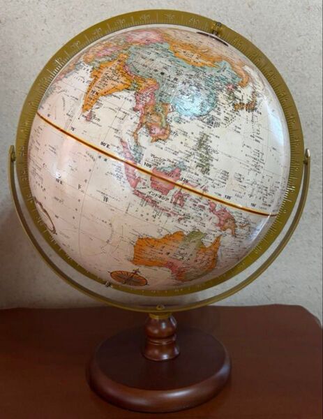 美品 リプルーグル 地球儀 日本語版地勢型 木製台座30cm REPLOGLE