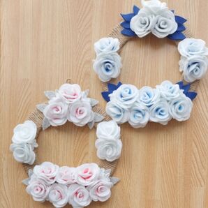 フェルトフラワー リース 2個セット バラ 麻ひも インテリア 壁飾り ハンドメイド